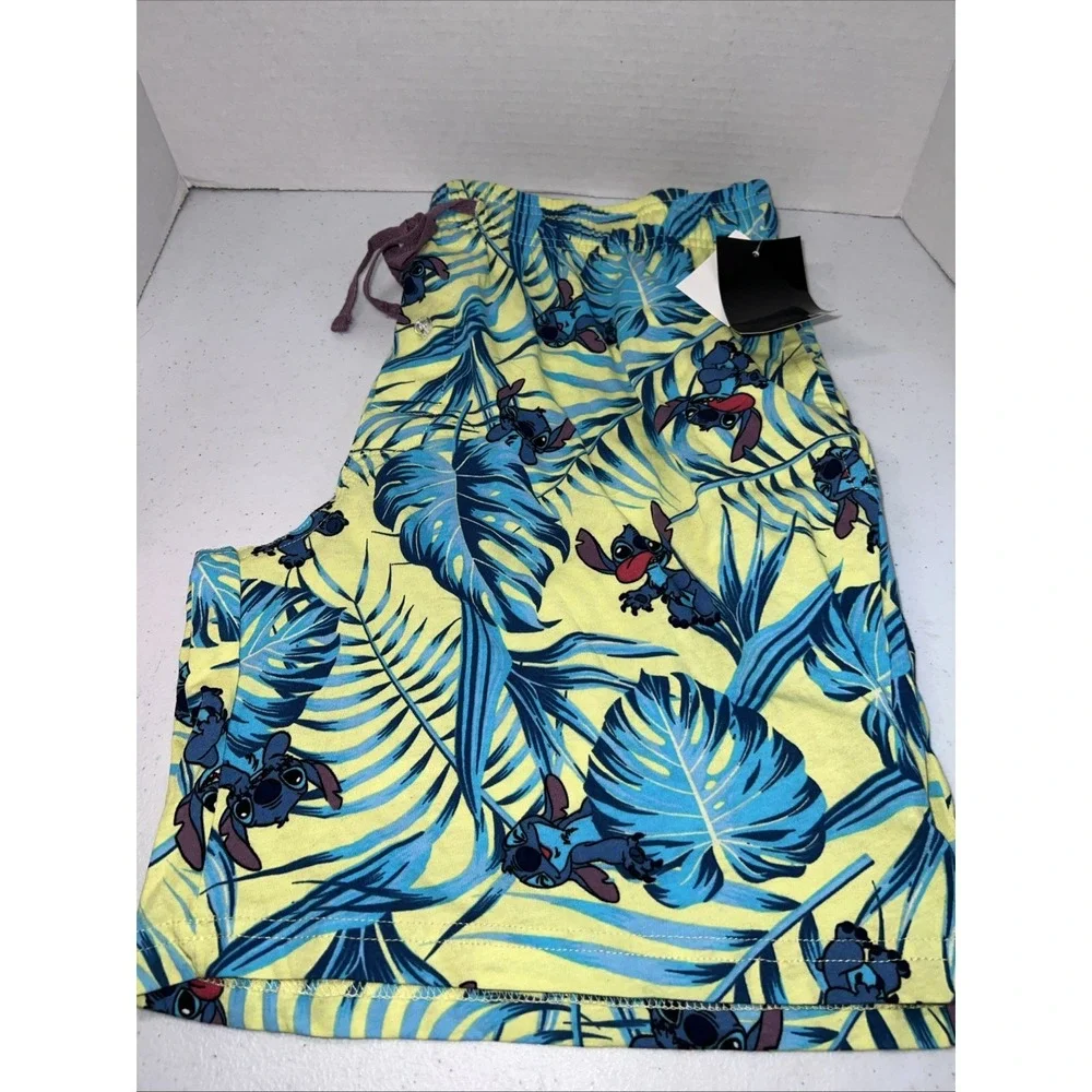 Disney NWT Mens Stitch Casual Shorts Elastic Waist Size L - Lilo & Stitch